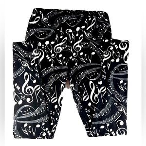 Music Note Printed Yoga Waist Leggings One Size Fits Most.
